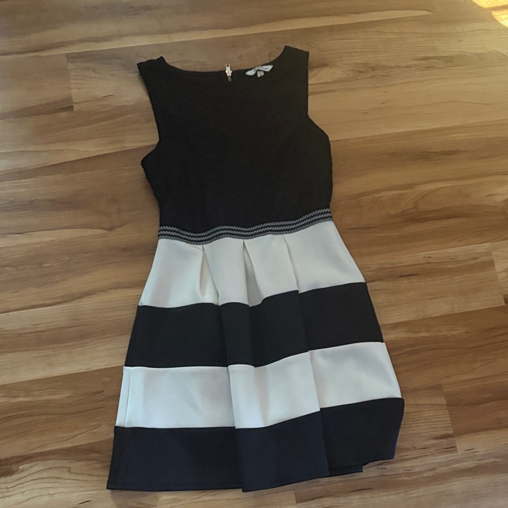 Elegant Black and White Striped Dress